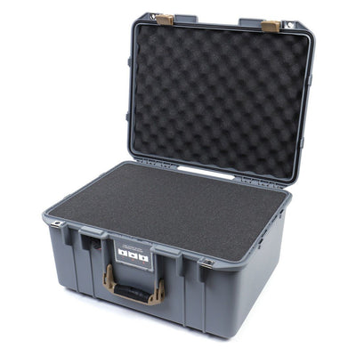 Pelican 1557 Air Case, Silver with Desert Tan Handle & Latches Pick & Pluck Foam with Convolute Lid Foam ColorCase 015570-0001-180-310