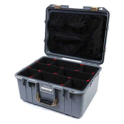 Pelican 1557 Air Case, Silver with Desert Tan Handle & Latches TrekPak Divider System with Mesh Lid Organizer ColorCase 015570-0120-180-310