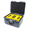 Pelican 1557 Air Case, Silver with Desert Tan Handle & Latches Yellow Padded Microfiber Dividers with Convolute Lid Foam ColorCase 015570-0010-180-310