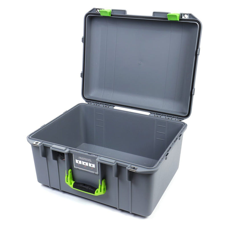 Pelican 1557 Air Case, Silver with Lime Green Handle & Latches ColorCase 