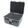 Pelican 1557 Air Case, Silver with Lime Green Handle & Latches Pick & Pluck Foam with Convolute Lid Foam ColorCase 015570-0001-180-300