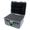 Pelican 1557 Air Case, Silver with Lime Green Handle & Latches Pick & Pluck Foam with Mesh Lid Organizer ColorCase 015570-0101-180-300