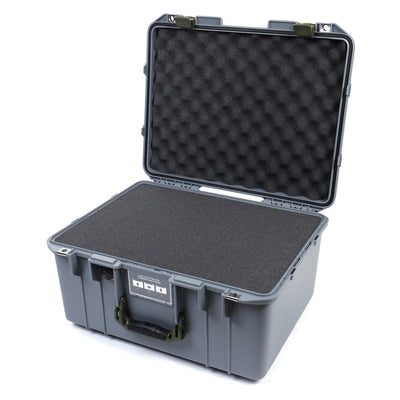 Pelican 1557 Air Case, Silver with OD Green Handle & Latches Pick & Pluck Foam with Convolute Lid Foam ColorCase 015570-0001-180-130