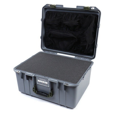 Pelican 1557 Air Case, Silver with OD Green Handle & Latches Pick & Pluck Foam with Mesh Lid Organizer ColorCase 015570-0101-180-130