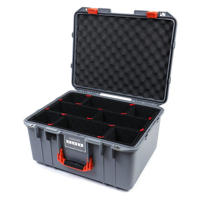 Pelican 1557 Air Case, Silver with Orange Handle & Latches TrekPak Divider System with Convolute Lid Foam ColorCase 015570-0020-180-150