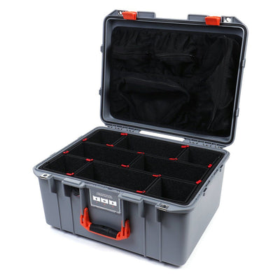 Pelican 1557 Air Case, Silver with Orange Handle & Latches TrekPak Divider System with Mesh Lid Organizer ColorCase 015570-0120-180-150