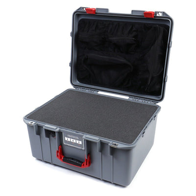 Pelican 1557 Air Case, Silver with Red Handle & Latches Pick & Pluck Foam with Mesh Lid Organizer ColorCase 015570-0101-180-320