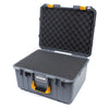 Pelican 1557 Air Case, Silver with Yellow Handle & Latches Pick & Pluck Foam with Convolute Lid Foam ColorCase 015570-0001-180-240