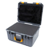 Pelican 1557 Air Case, Silver with Yellow Handle & Latches Pick & Pluck Foam with Mesh Lid Organizer ColorCase 015570-0101-180-240