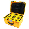 Pelican 1557 Air Case, Yellow with Black Handle & Latches Yellow Padded Microfiber Dividers with Mesh Lid Organizer ColorCase 015570-0110-240-110