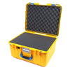 Pelican 1557 Air Case, Yellow with Blue Handle & Latches Pick & Pluck Foam with Convolute Lid Foam ColorCase 015570-0001-240-120