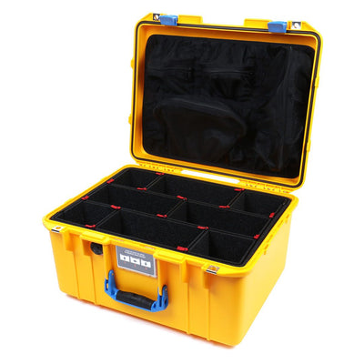 Pelican 1557 Air Case, Yellow with Blue Handle & Latches TrekPak Divider System with Mesh Lid Organizer ColorCase 015570-0120-240-120