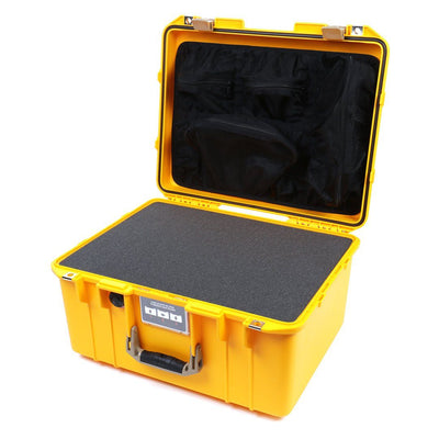 Pelican 1557 Air Case, Yellow with Desert Tan Handle & Latches Pick & Pluck Foam with Mesh Lid Organizer ColorCase 015570-0101-240-310