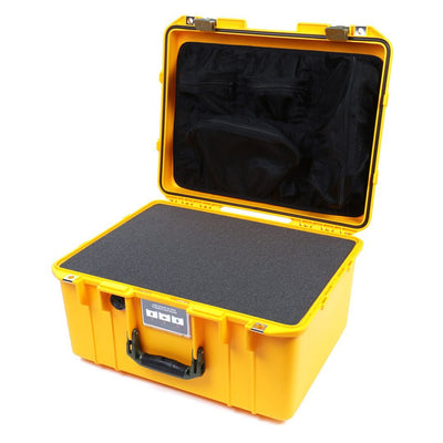 Pelican 1557 Air Case, Yellow with OD Green Handle & Latches Pick & Pluck Foam with Mesh Lid Organizer ColorCase 015570-0101-240-130