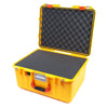 Pelican 1557 Air Case, Yellow with Orange Handle & Latches Pick & Pluck Foam with Convolute Lid Foam ColorCase 015570-0001-240-150