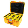 Pelican 1557 Air Case, Yellow with Orange Handle & Latches Yellow Padded Microfiber Dividers with Mesh Lid Organizer ColorCase 015570-0110-240-150
