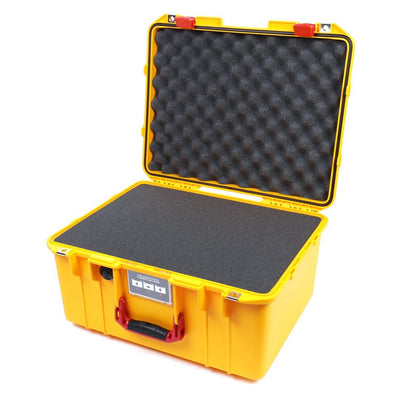 Pelican 1557 Air Case, Yellow with Red Handle & Latches Pick & Pluck Foam with Convolute Lid Foam ColorCase 015570-0001-240-320