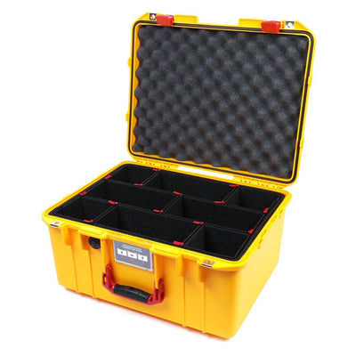 Pelican 1557 Air Case, Yellow with Red Handle & Latches TrekPak Divider System with Convolute Lid Foam ColorCase 015570-0020-240-320