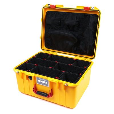 Pelican 1557 Air Case, Yellow with Red Handle & Latches TrekPak Divider System with Mesh Lid Organizer ColorCase 015570-0120-240-320