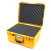 Pelican 1557 Air Case, Yellow with Silver Handle & Latches Pick & Pluck Foam with Convolute Lid Foam ColorCase 015570-0001-240-180