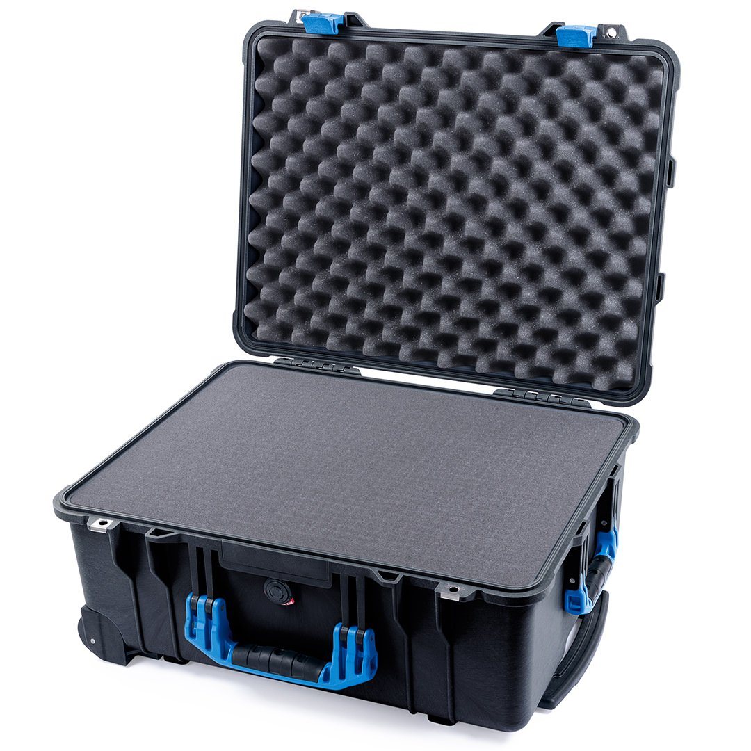 Pelican 1560 Case, Black with Blue Handles &amp; Latches Pick &amp; Pluck Foam with Convolute Lid Foam ColorCase 015600-0001-110-120