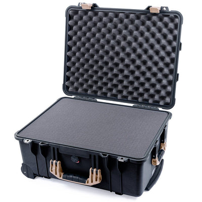 Pelican 1560 Case, Black with Desert Tan Handles & Latches Pick & Pluck Foam with Convolute Lid Foam ColorCase 015600-0001-110-310