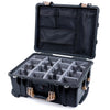 Pelican 1560 Case, Black with Desert Tan Handles & Latches Gray Padded Microfiber Dividers with Mesh Lid Organizer ColorCase 015600-0170-110-310