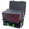 Pelican 1560 Case, Black with Lime Green Handles & Latches Custom Tool Kit (6 Foam Inserts with Convolute Lid Foam) ColorCase 015600-0060-110-300