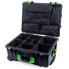 Pelican 1560 Case, Black with Lime Green Handles & Latches TrekPak Divider System with Computer Pouch ColorCase 015600-0220-110-300