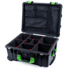 Pelican 1560 Case, Black with Lime Green Handles & Latches TrekPak Divider System with Mesh Lid Organizer ColorCase 015600-0120-110-300