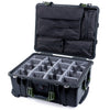Pelican 1560 Case, Black with OD Green Handles & Latches Gray Padded Microfiber Dividers with Computer Pouch ColorCase 015600-0270-110-130