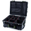 Pelican 1560 Case, Black with OD Green Handles & Latches TrekPak Divider System with Mesh Lid Organizer ColorCase 015600-0120-110-130