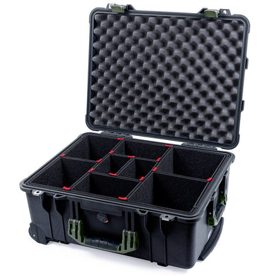 Pelican 1560 Case, Black with OD Green Handles & Latches TrekPak Divider System with Convolute Lid Foam ColorCase 015600-0020-110-130