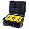 Pelican 1560 Case, Black with OD Green Handles & Latches Yellow Padded Microfiber Dividers with Mesh Lid Organizer ColorCase 015600-0110-110-130