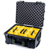 Pelican 1560 Case, Black with OD Green Handles & Latches Yellow Padded Microfiber Dividers with Convolute Lid Foam ColorCase 015600-0010-110-130