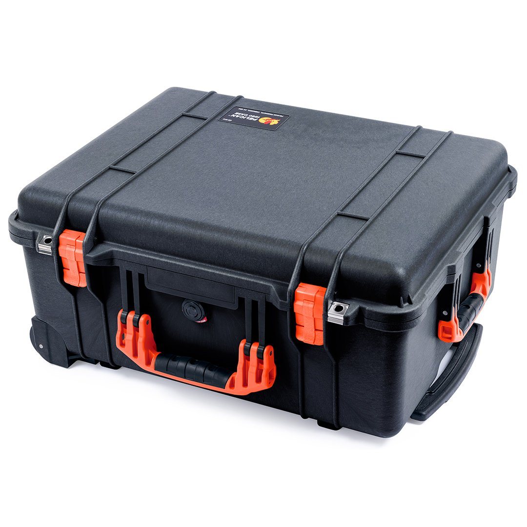 Pelican 1560 Case, Black with Orange Handles & Latches ColorCase 