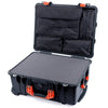 Pelican 1560 Case, Black with Orange Handles & Latches Pick & Pluck Foam with Computer Pouch ColorCase 015600-0201-110-150