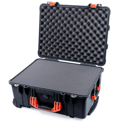 Pelican 1560 Case, Black with Orange Handles & Latches Pick & Pluck Foam with Convolute Lid Foam ColorCase 015600-0001-110-150