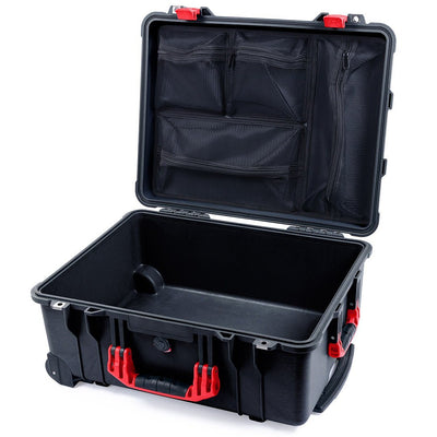Pelican 1560 Case, Black with Red Handles & Latches Mesh Lid Organizer Only ColorCase 015600-0100-110-320