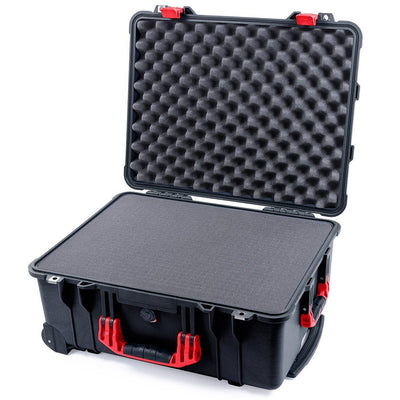 Pelican 1560 Case, Black with Red Handles & Latches Pick & Pluck Foam with Convolute Lid Foam ColorCase 015600-0001-110-320
