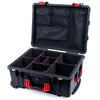 Pelican 1560 Case, Black with Red Handles & Latches TrekPak Divider System with Mesh Lid Organizer ColorCase 015600-0120-110-320