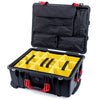 Pelican 1560 Case, Black with Red Handles & Latches Yellow Padded Microfiber Dividers with Computer Pouch ColorCase 015600-0210-110-320