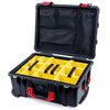Pelican 1560 Case, Black with Red Handles & Latches Yellow Padded Microfiber Dividers with Mesh Lid Organizer ColorCase 015600-0110-110-320