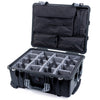 Pelican 1560 Case, Black with Silver Handles & Latches Gray Padded Microfiber Dividers with Computer Pouch ColorCase 015600-0270-110-180