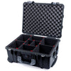 Pelican 1560 Case, Black with Silver Handles & Latches TrekPak Divider System with Convolute Lid Foam ColorCase 015600-0020-110-180