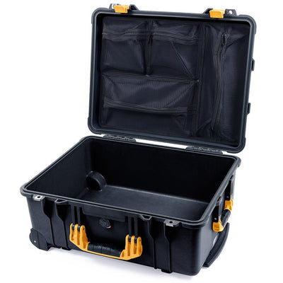 Pelican 1560 Case, Black with Yellow Handles & Latches Mesh Lid Organizer Only ColorCase 015600-0100-110-240