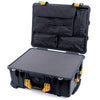 Pelican 1560 Case, Black with Yellow Handles & Latches Pick & Pluck Foam with Computer Pouch ColorCase 015600-0201-110-240