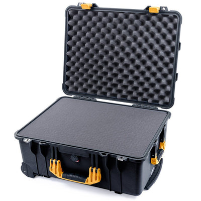 Pelican 1560 Case, Black with Yellow Handles & Latches Pick & Pluck Foam with Convolute Lid Foam ColorCase 015600-0001-110-240