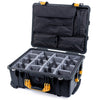 Pelican 1560 Case, Black with Yellow Handles & Latches Gray Padded Microfiber Dividers with Computer Pouch ColorCase 015600-0270-110-240