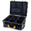 Pelican 1560 Case, Black with Yellow Handles & Latches TrekPak Divider System with Mesh Lid Organizer ColorCase 015600-0120-110-240